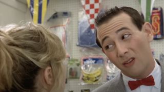 Paul Reubens as Pee-wee talking to Dottie in Pee-wee's Big Adventure