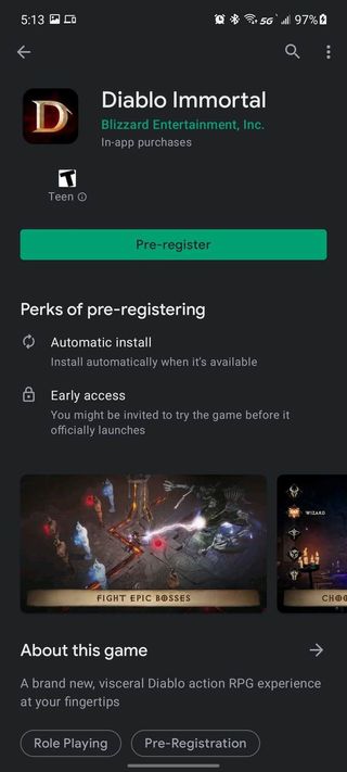 Pre-register for a game in Google Play