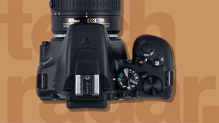 The top of a Nikon D3500 DSLR camera