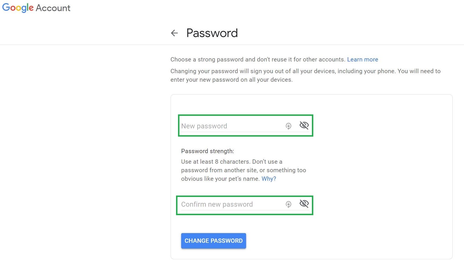 Шаг 4. Как изменить пароль в Gmail
