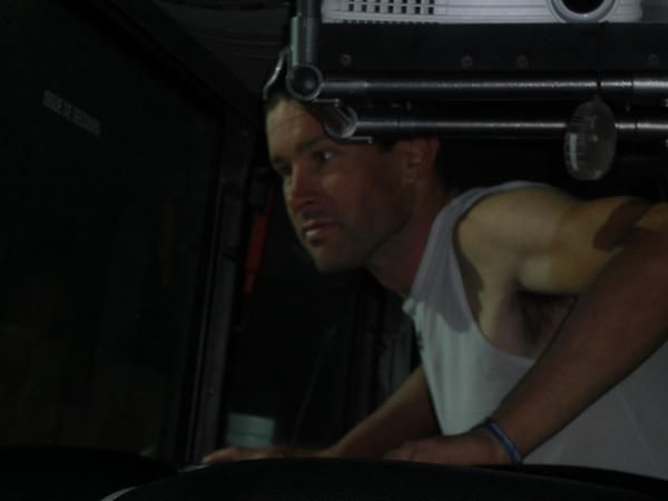 Julian Dean gets undressed after the stage