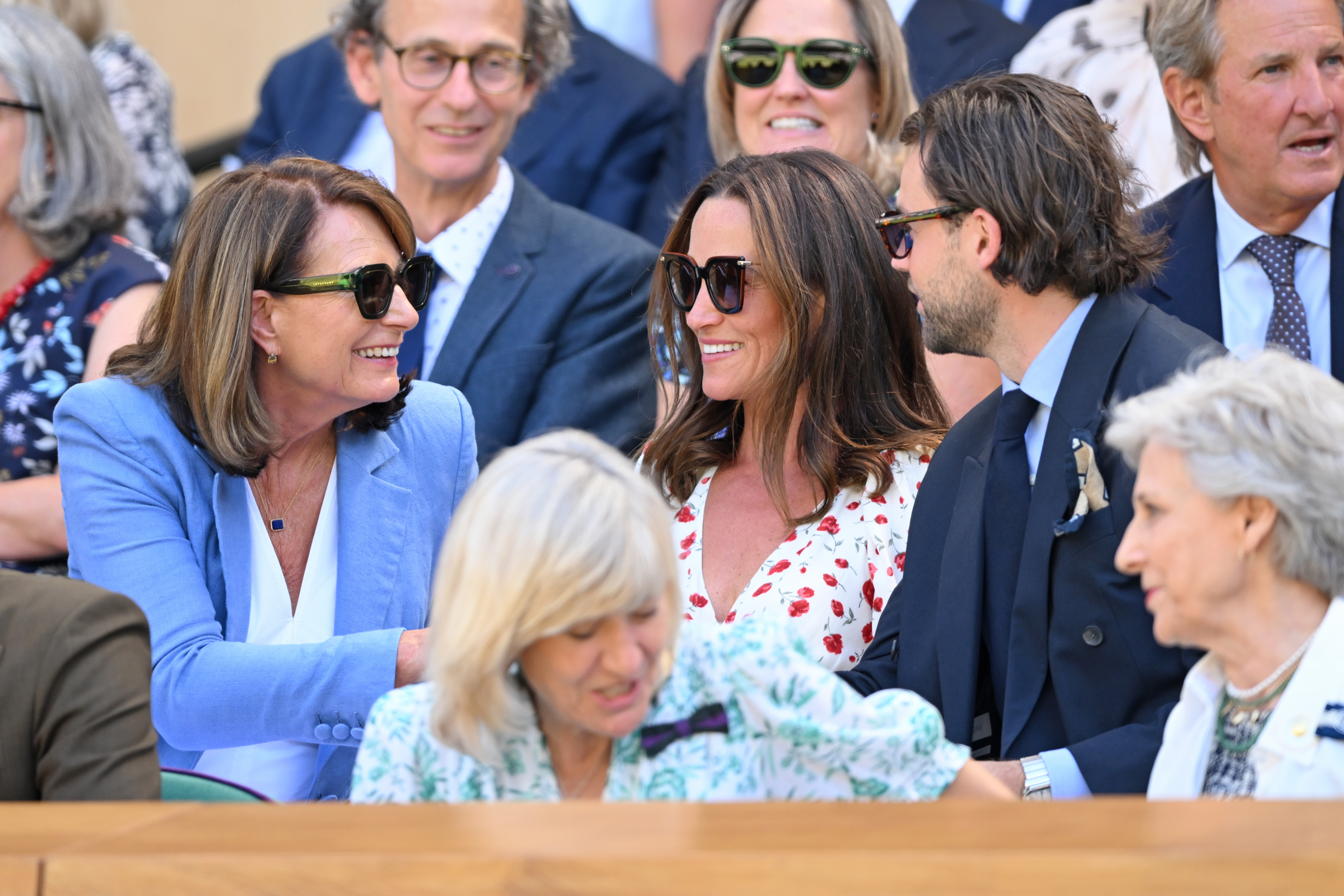 Carole and Pippa Middleton sitting in the stands at Wimbledon