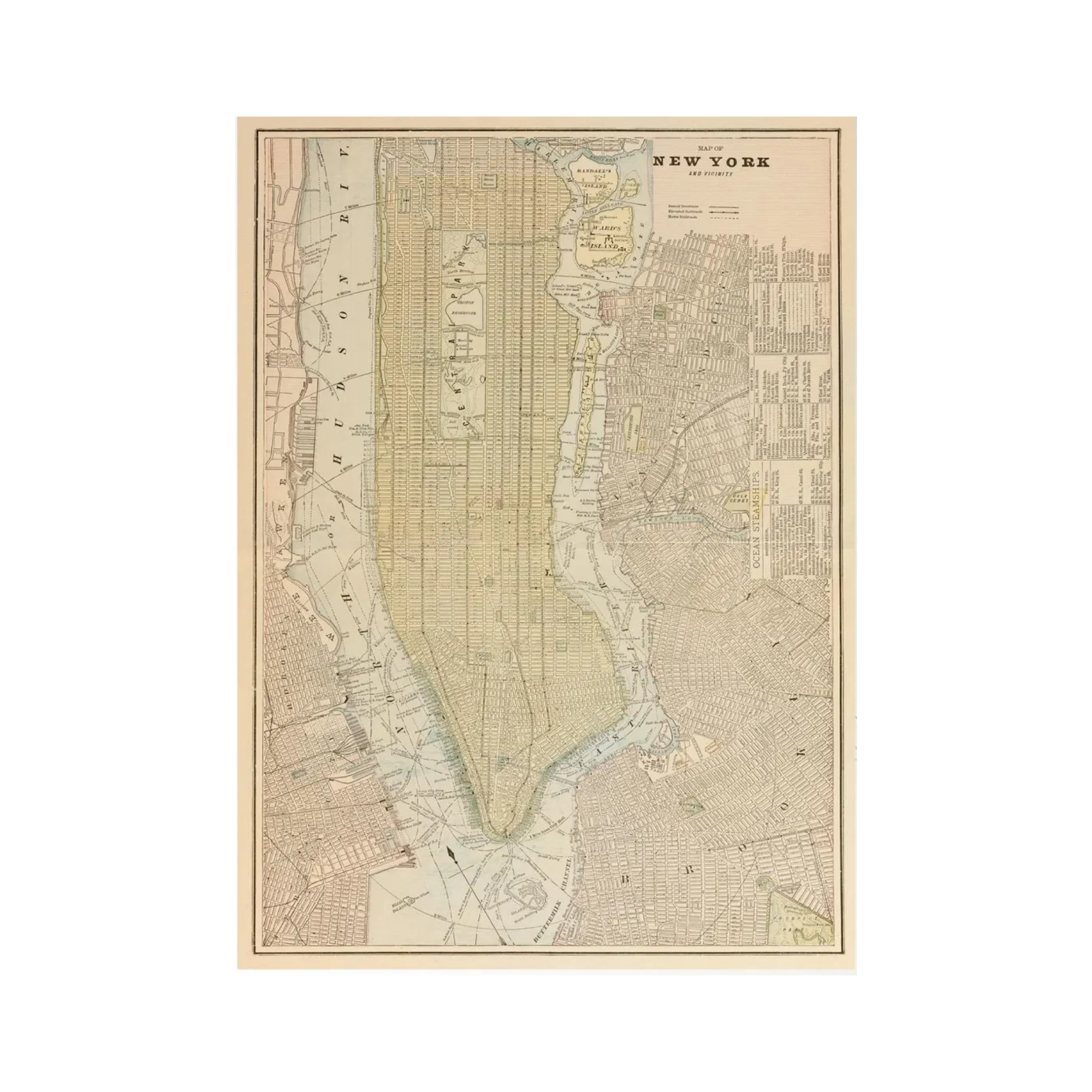 a vintage map of New York City