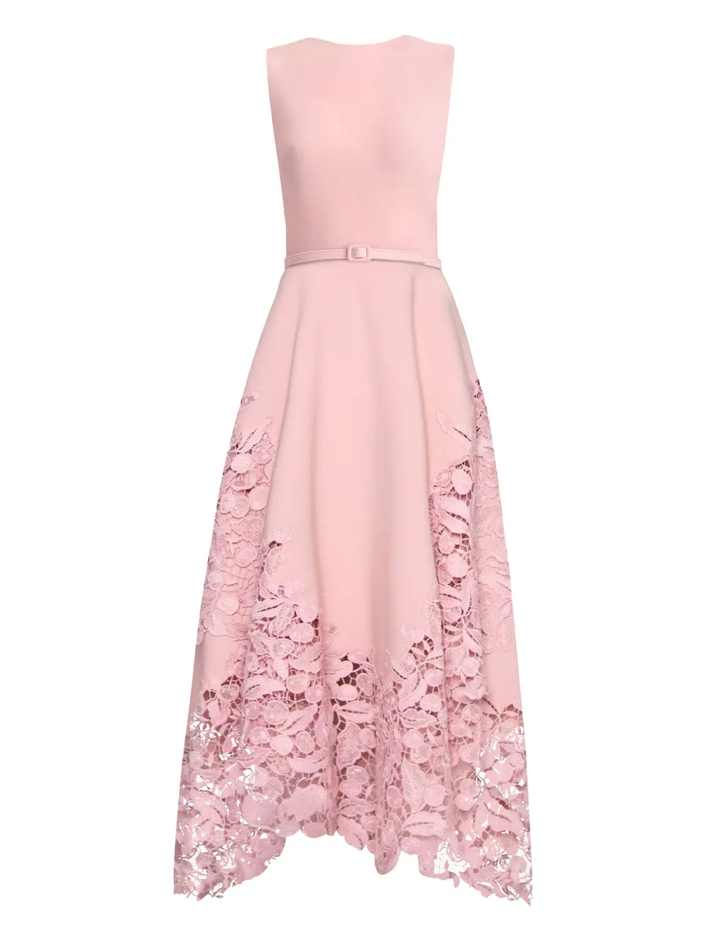 Oscar De La Renta Cherry Guipure Lace Midi Dress | 0