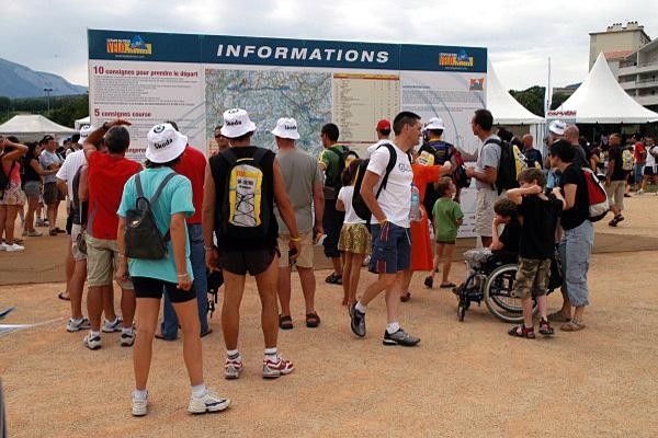 Start village crowd around the information boards.