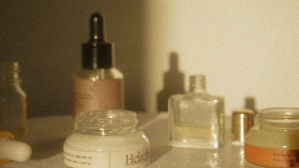 Photo of skincare products on a shelf