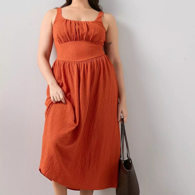 Very , Curve Cinched Waist Stretch Midi Dress