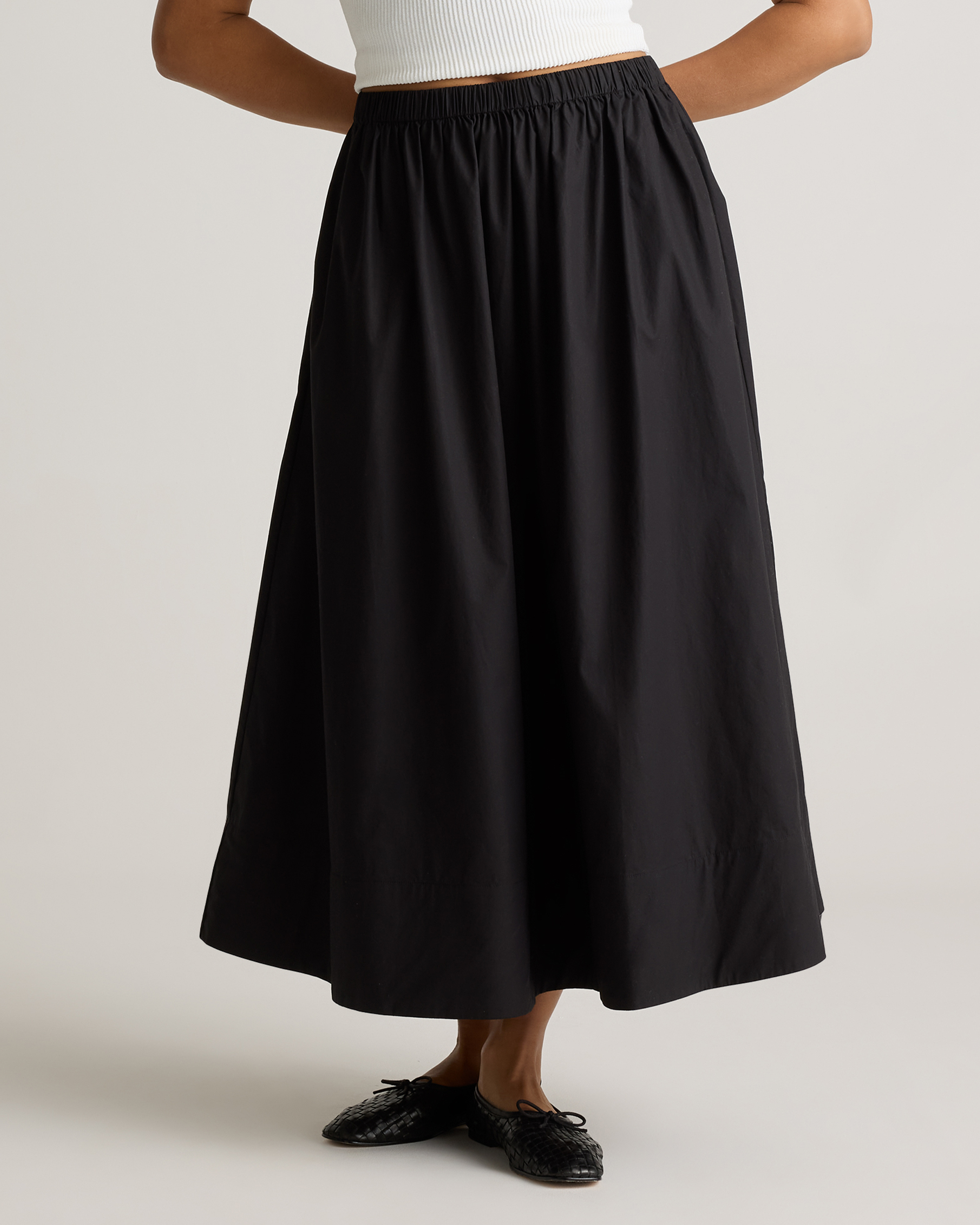 100% Organic Cotton Poplin A-Line Maxi Skirt
