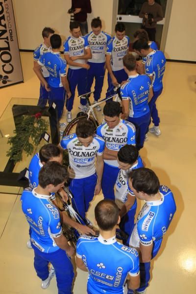 Colnago - CSF - Bardiani squad inspect their bikes