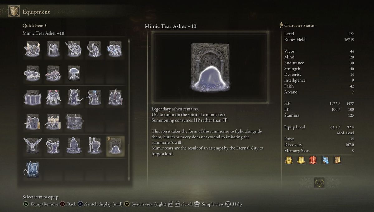 Elden Ring Mimic Tear Ashes