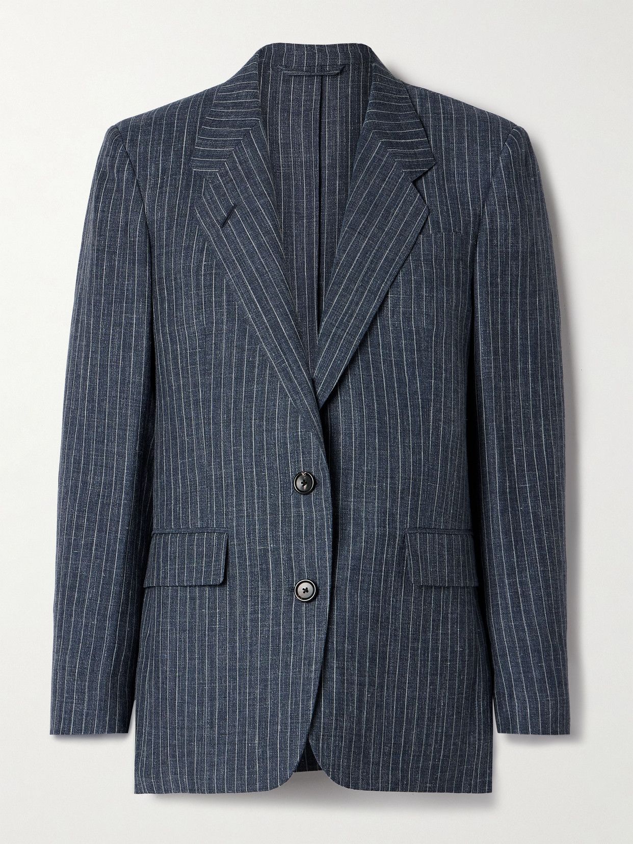 Pinstriped Linen, Wool and Silk-Blend Blazer