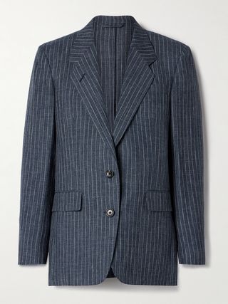 Pinstriped Linen, Wool and Silk-Blend Blazer