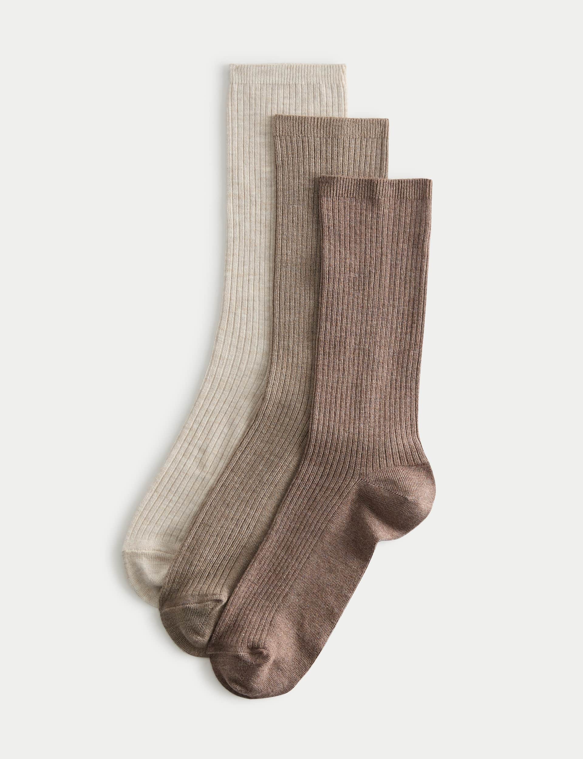 3 Pack Supersoft Ribbed Crew Socks