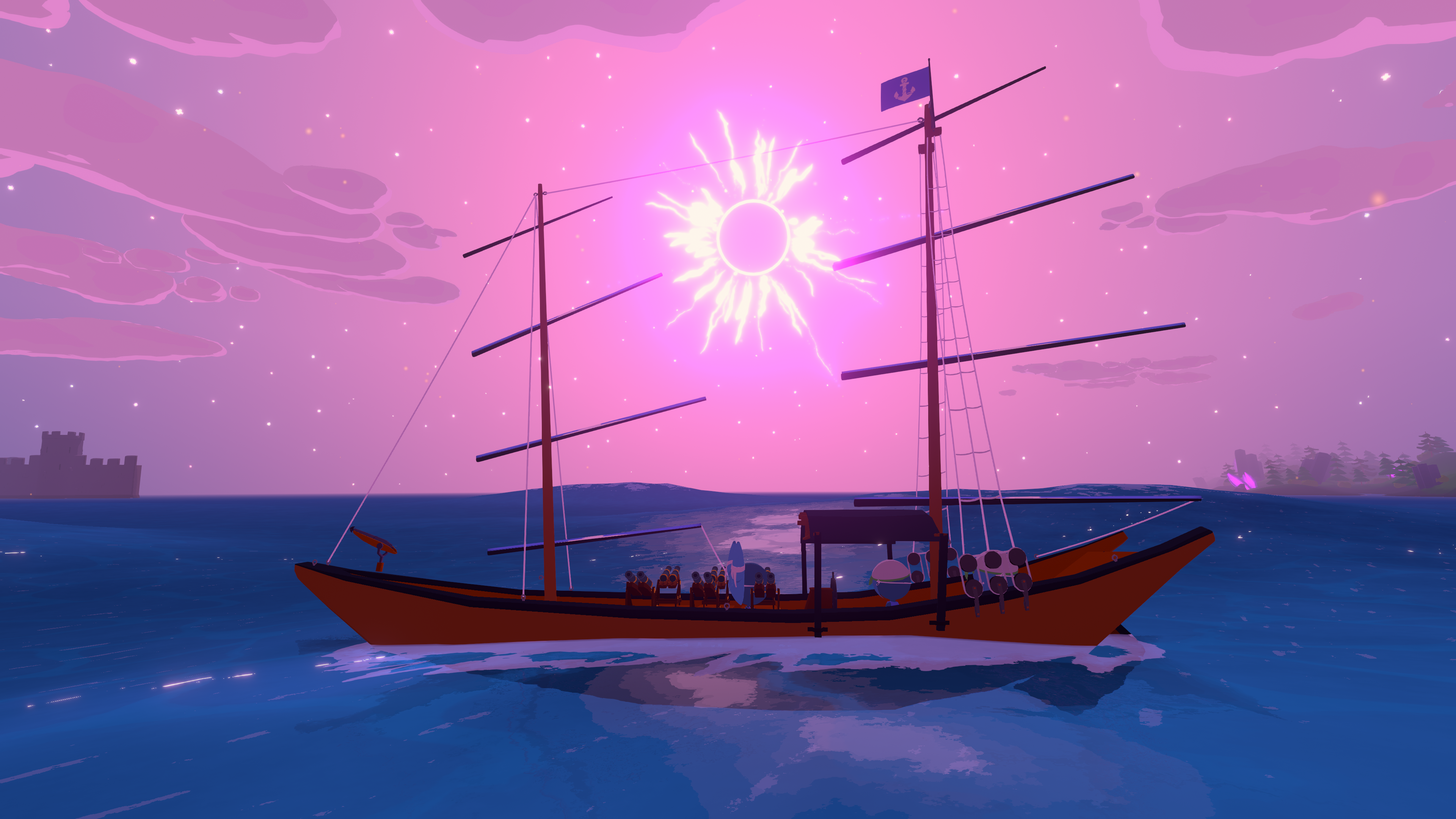 Image of ships in a colorful sea from game Sail Forth
