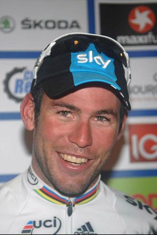 Stage 3 winner Mark Cavendish (Sky) at the post-race press conference.
