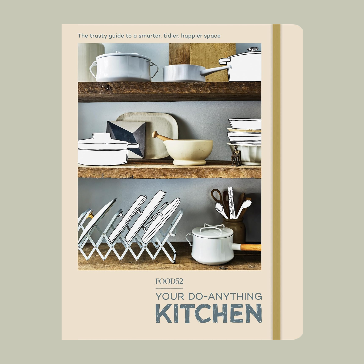 A paperback book with kitchen shelves on the front titled 'Your Do-Anything Kitchen' by Food52