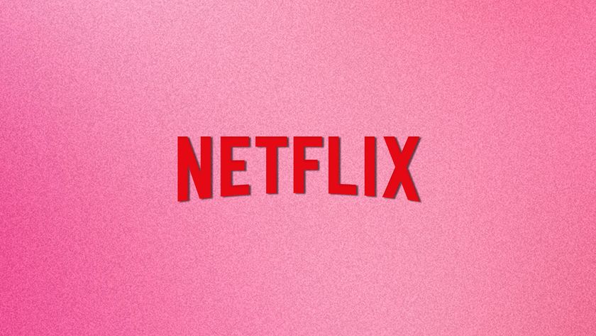 Netflix logo on a pink background