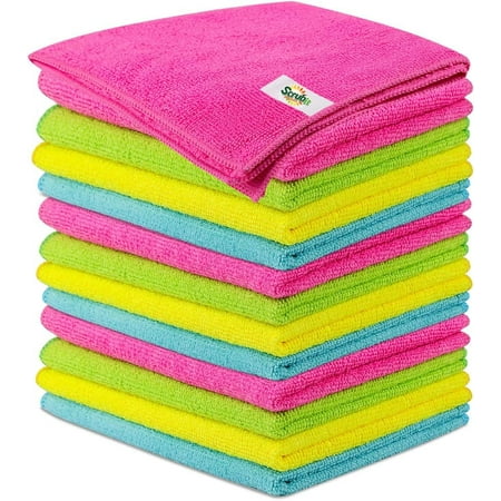 Scrubit Microfiber Cleaning Towels Absorbent, Lint Free Microfiber Cleaning Cloth, 12-Pack