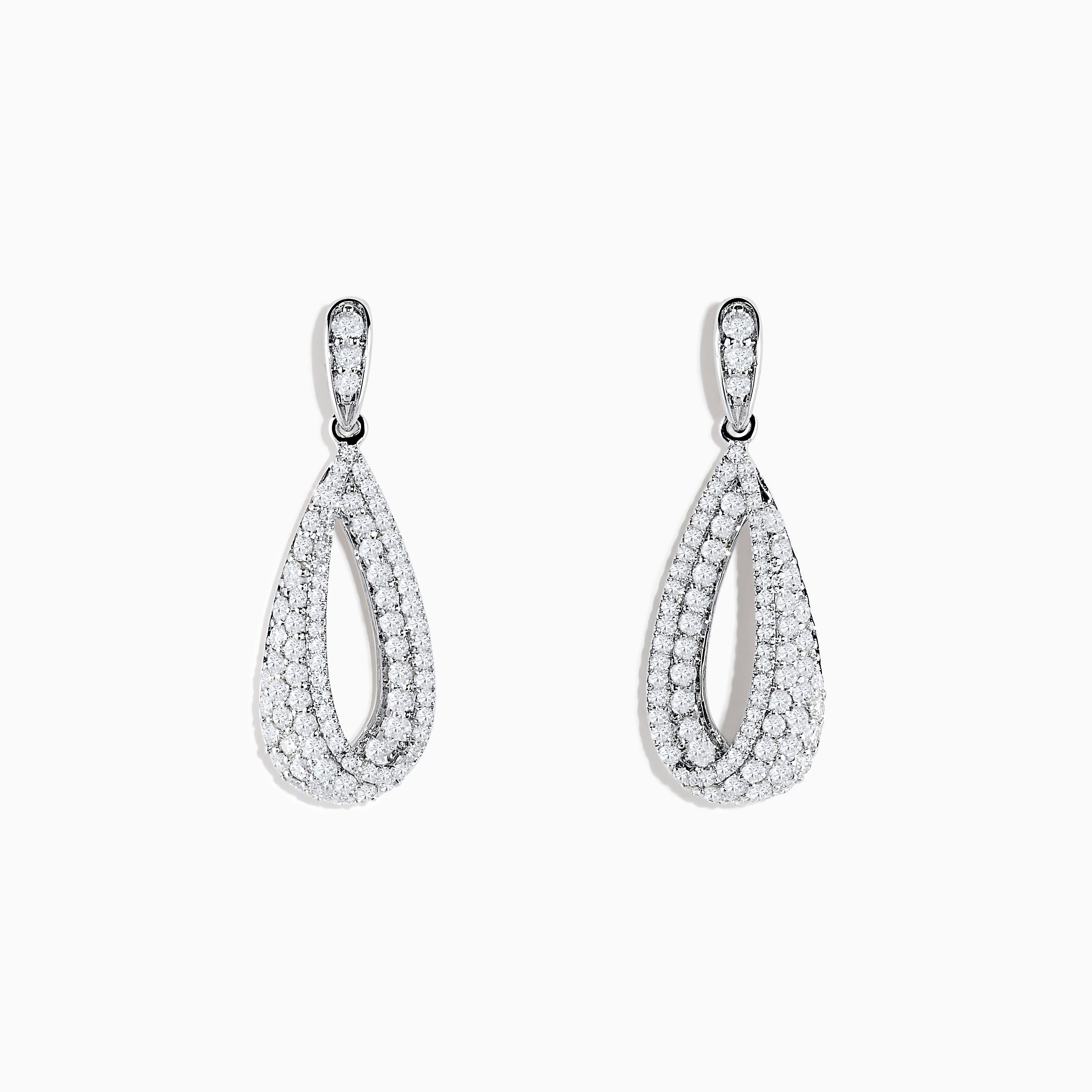 Pave Classica 14k White Gold Diamond Drop Earrings