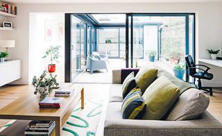 courtyard style extension with modern living room