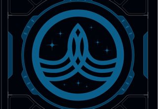 A blue insignia on a black background from "The Orville"