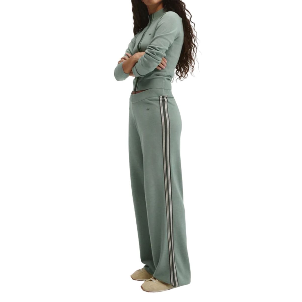 Knit Stripe Straight Leg Trousers - Cloud Blue