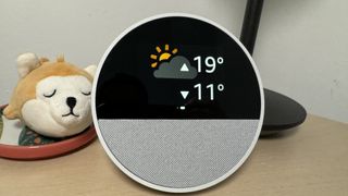 Amazon Echo Spot on a tabletop