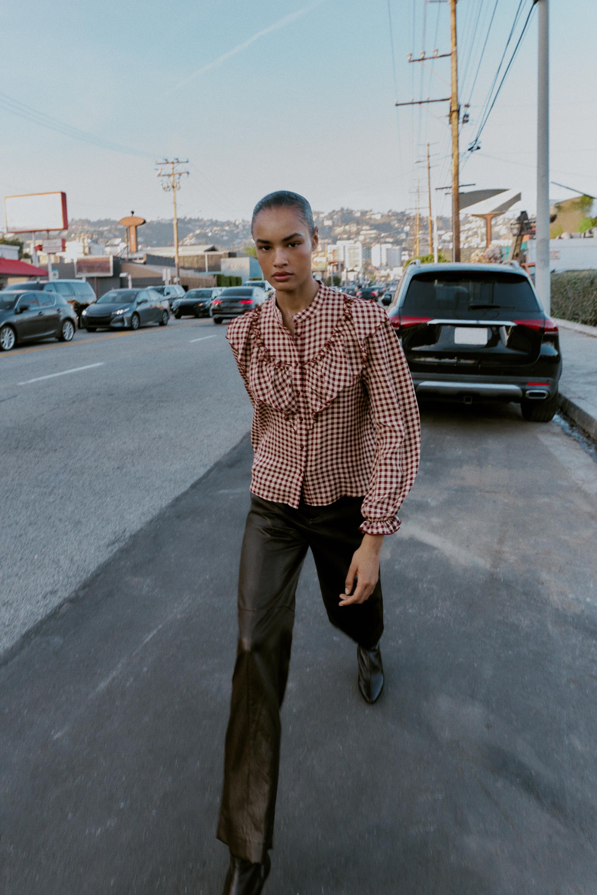 Ruffled Check Blouse