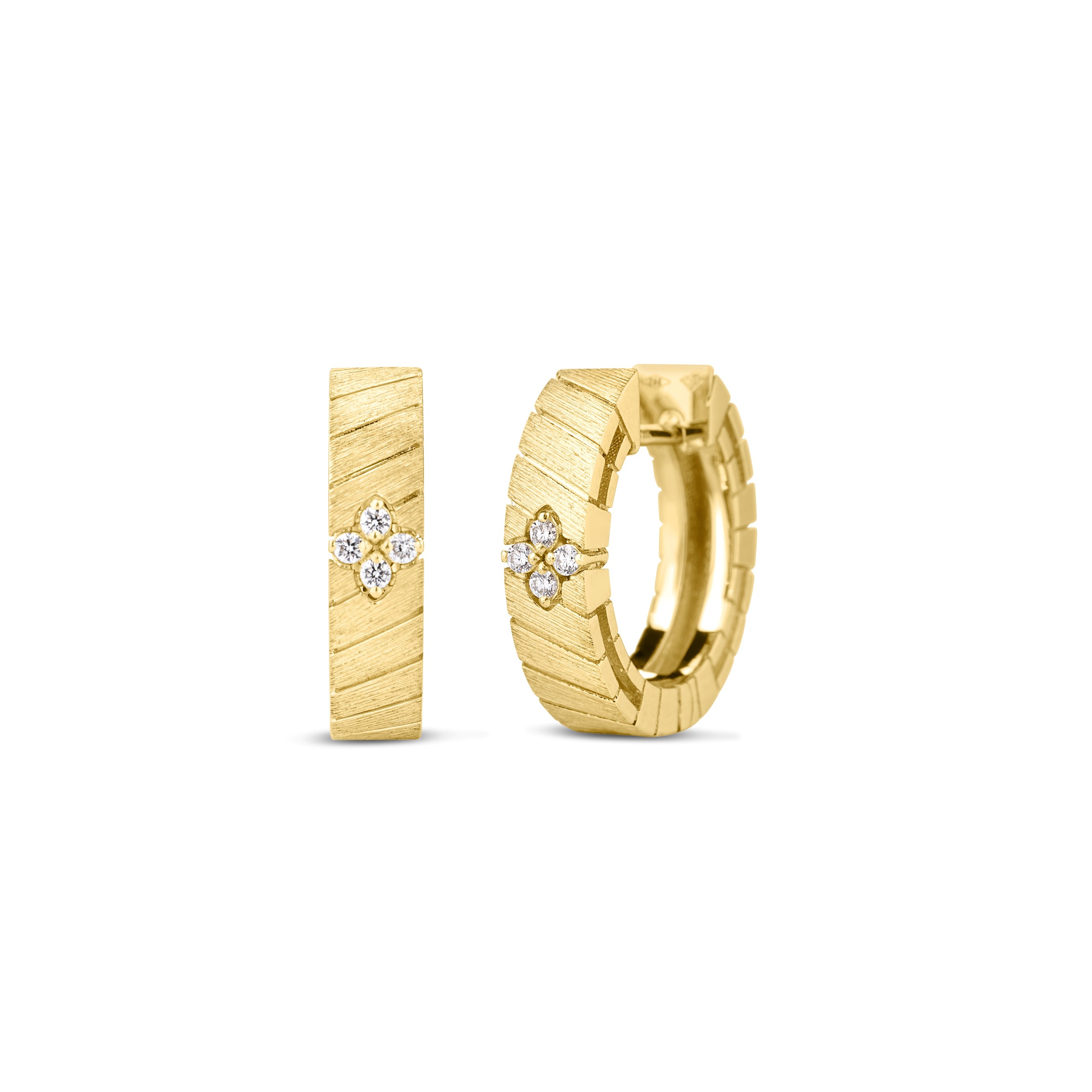 Classic Hoop Earrings | Diamond, Ridged, Satin Finish