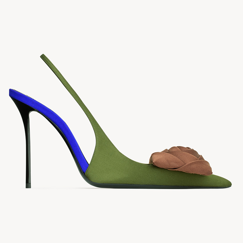 YSL, Amalia Slingback Pumps in Satin Crepe