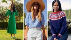 three models wearing Brora sale pieces