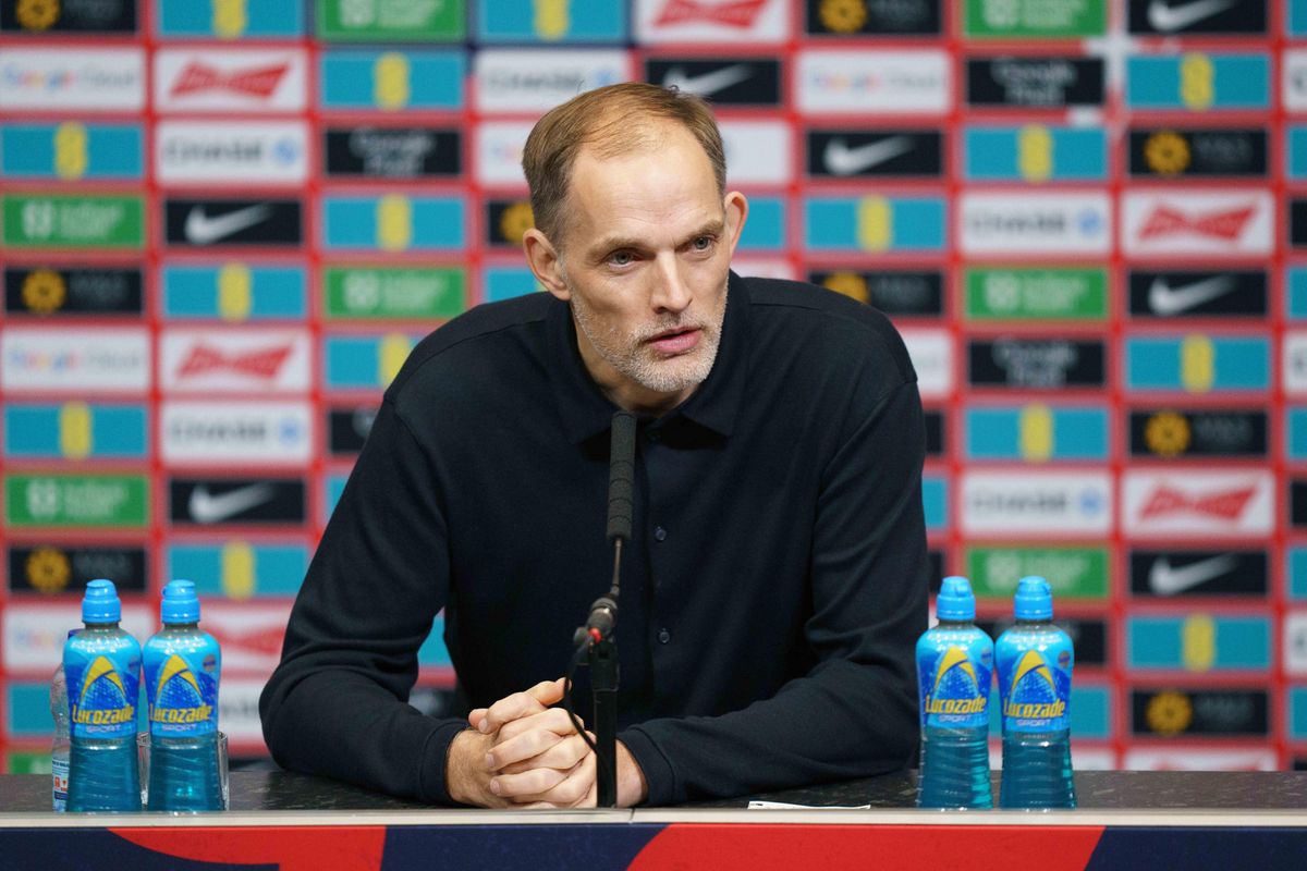 England head coach Thomas Tuchel speaks at a press conference, March 2025