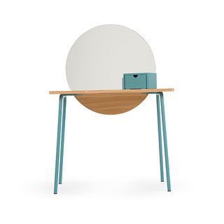 dressing table with striking teal legs and coffee table