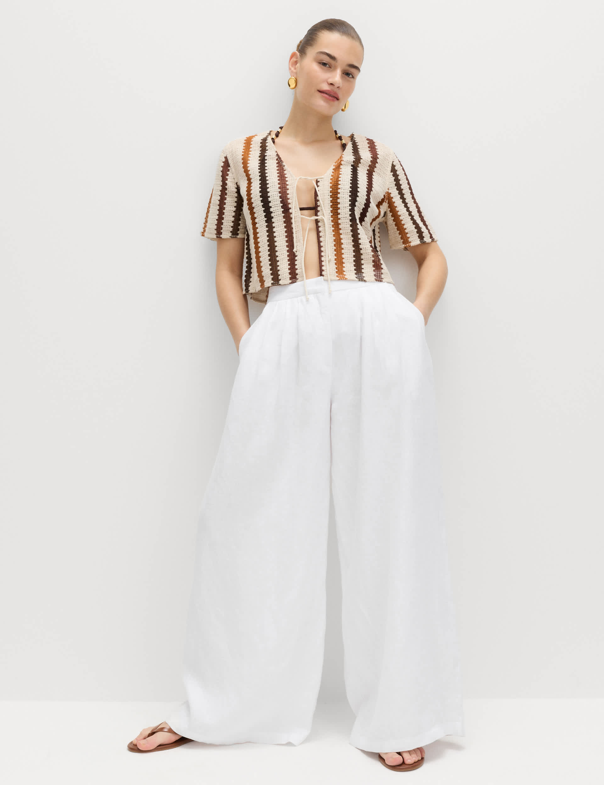 Pure Linen Wide Leg Trousers