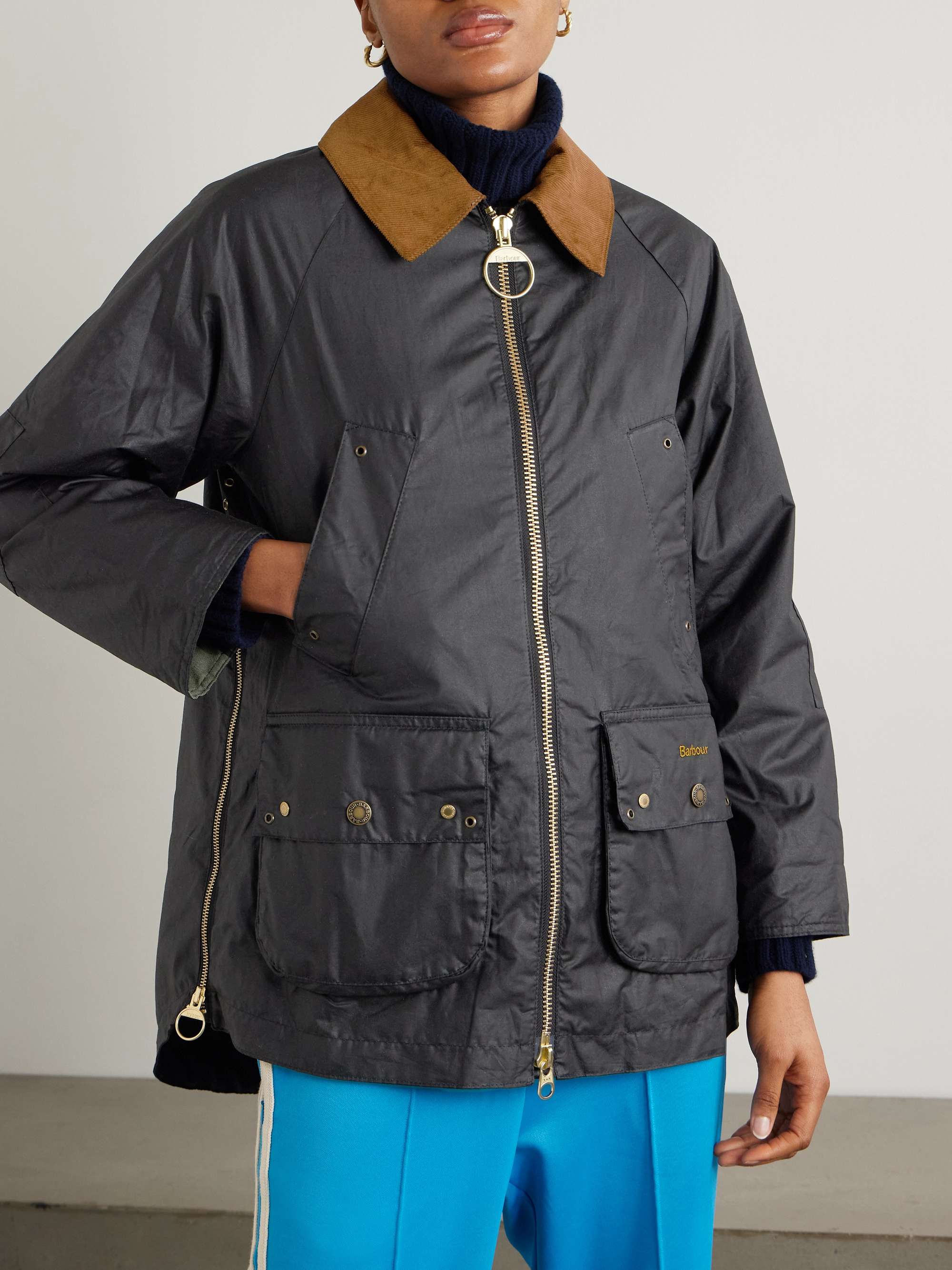 Raelynn Corduroy-Trimmed Waxed-Cotton Jacket