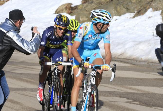 Vincenzo Nibali (Astana Pro Team) leads the break