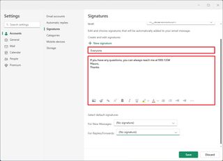 Create signature in Outlook