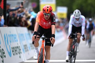 RUSCHLIKON SWITZERLAND JUNE 11 Ethan Hayter of The United Kingdom and Team INEOS Grenadiers crosses the finish line during the 87th Tour de Suisse 2024 Stage 3 a 1617m stage from Steinmaur to Ruschlikon UCIWT on June 11 2024 in Ruschlikon Switzerland Photo by Tim de WaeleGetty Images