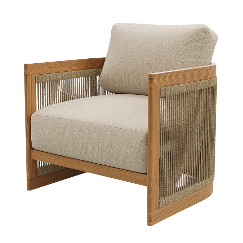 Homary, Natural Teak Rope Woven Outdoor Chair