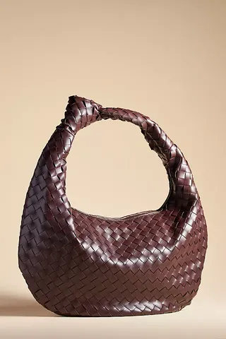 The Brigitte Woven Faux-Leather Shoulder Bag by Melie Bianco: Oversized Edition