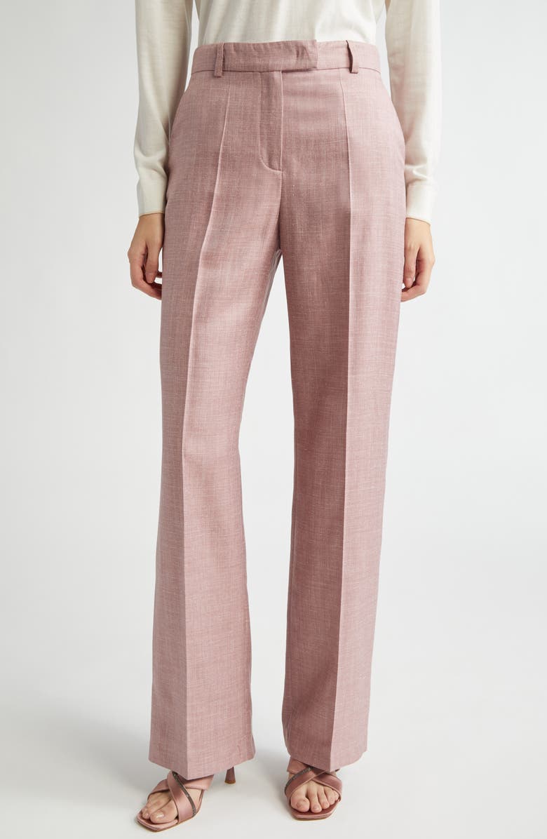 Straight Leg Virgin Wool, Silk & Linen Pants