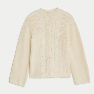 white cable knit jumper