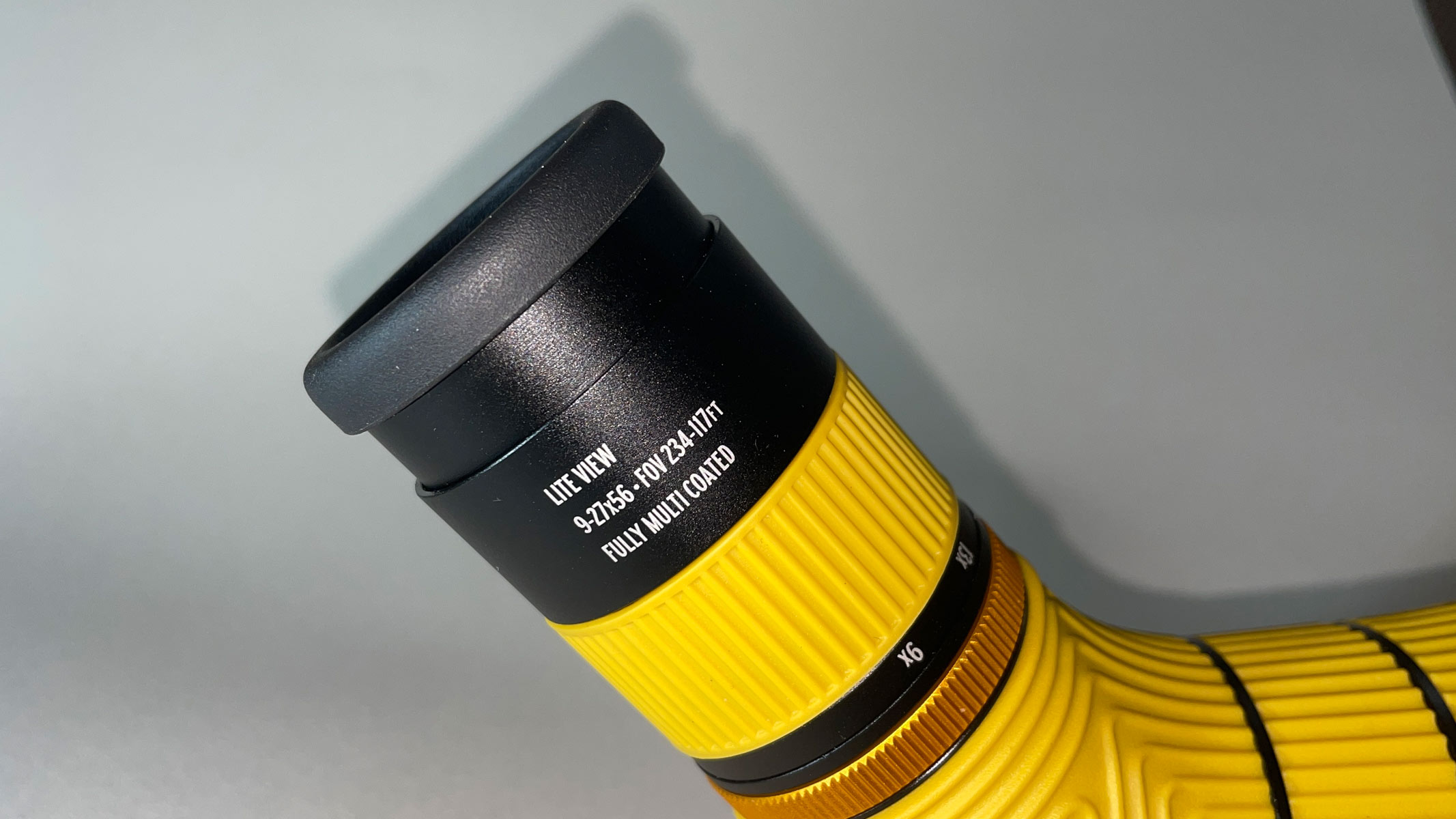 A close up of the eyepiece on the Nocs Provisions Lite View spotting scope.