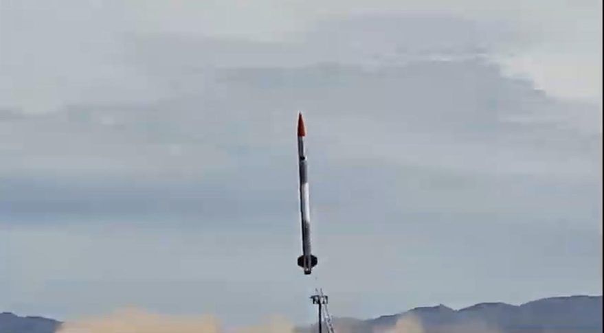 Exos Aerospace&#039;s SARGE reusable sounding rocket lifts off on its second flight March 2 from Spaceport America in New Mexico.