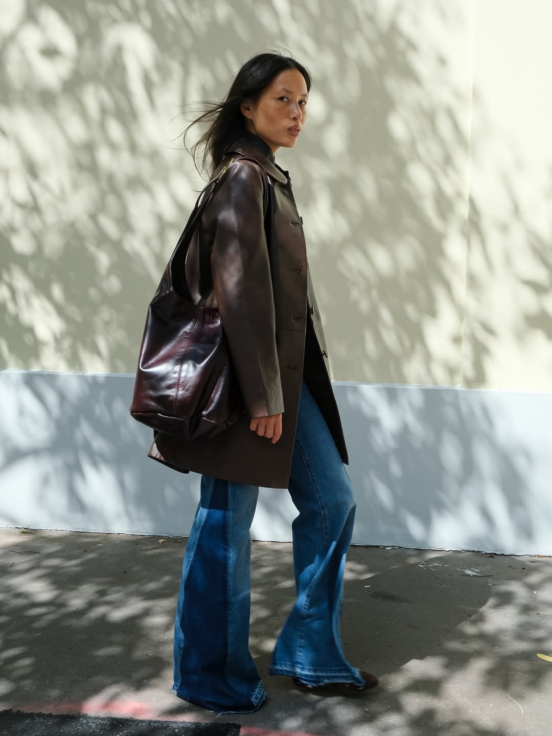 Anne-Victoire Lefevre wears a brown outfit