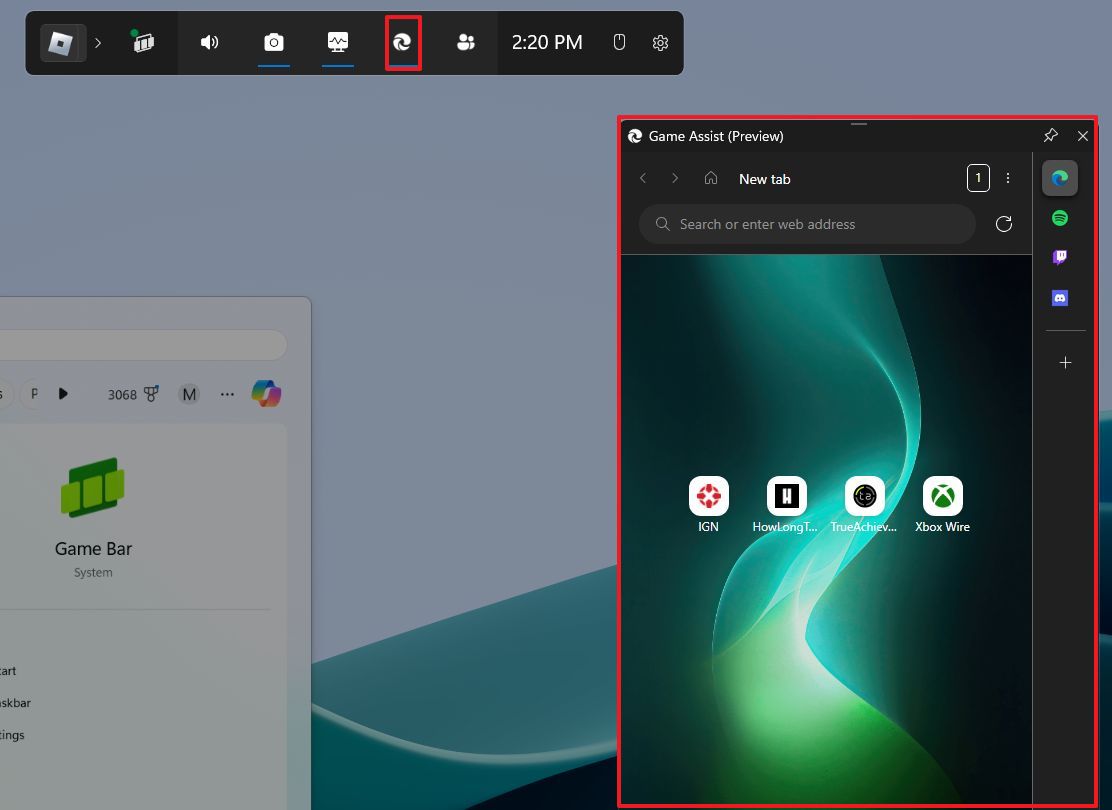 Game Bar Game Assist feature