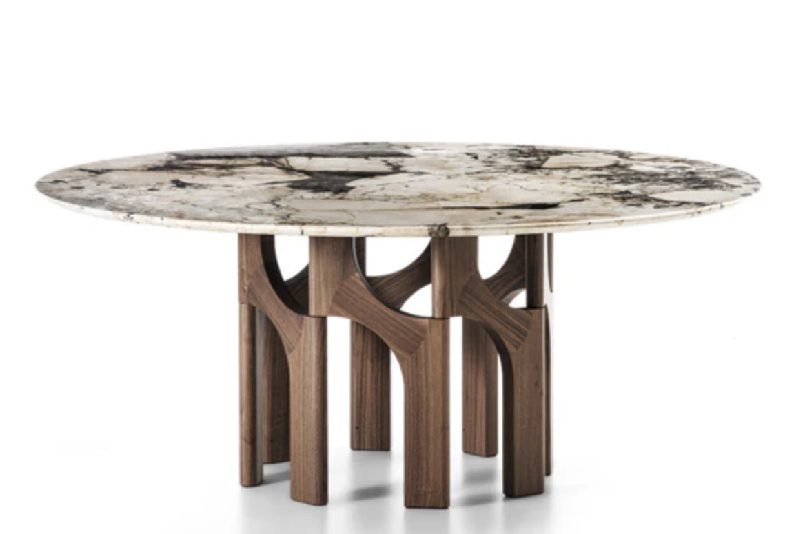 round marble table with wood legs