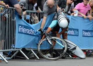 Alex Peters crash, Tour of Britain 2014, stage 8a time trial