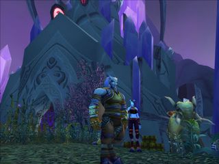 Draenei paladin standing outside the Exodar