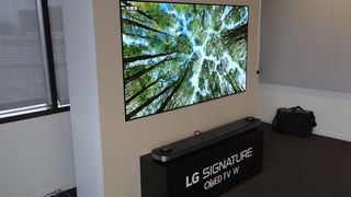 The LG G7 combined a wafer-thin screen with big soundbar-style unit.